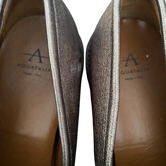 Aquatalia Kelsey Weatherproof Leather Bronze Slip On Loafer Shoes size 9 - Picture 10 of 12